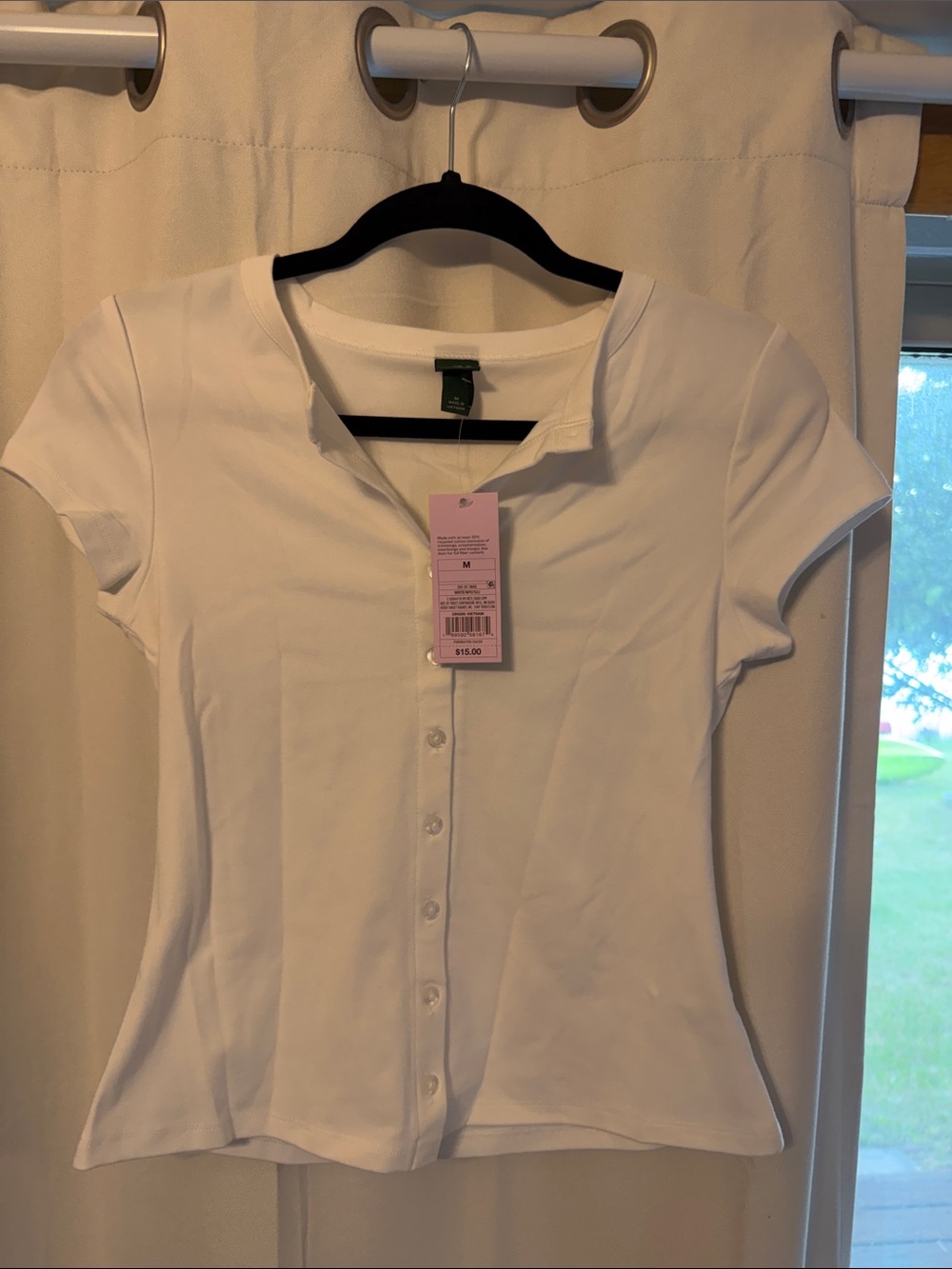 White Button-Front Women's Top